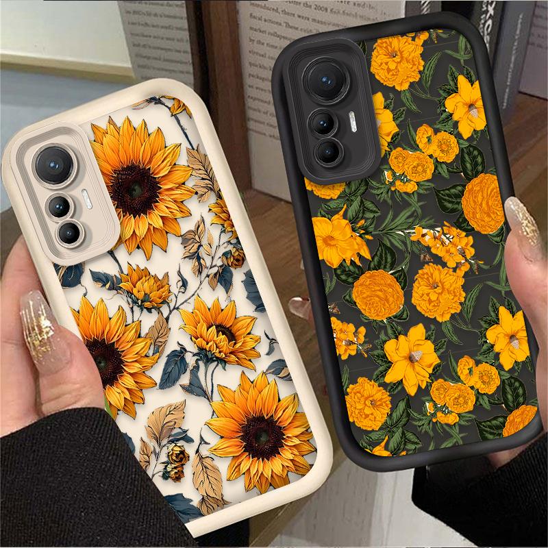 Krásné pouzdro se slunečnicemi pro Xiaomi Poco F7 F6 F5 F4 F3 M5s C65 C75 C71 X7 X6 X5 X4 GT X3 NFC M7 M6 Pro 4G 5G Měkký zadní kryt