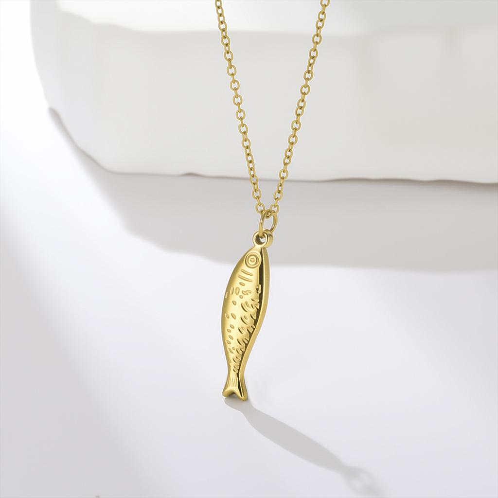 COOLTIME Fisch Anhänger Halskette Damen Edelstahl Verstellbarer Schmuck Perfekt für den Alltag, Geschenke und Verabredungen