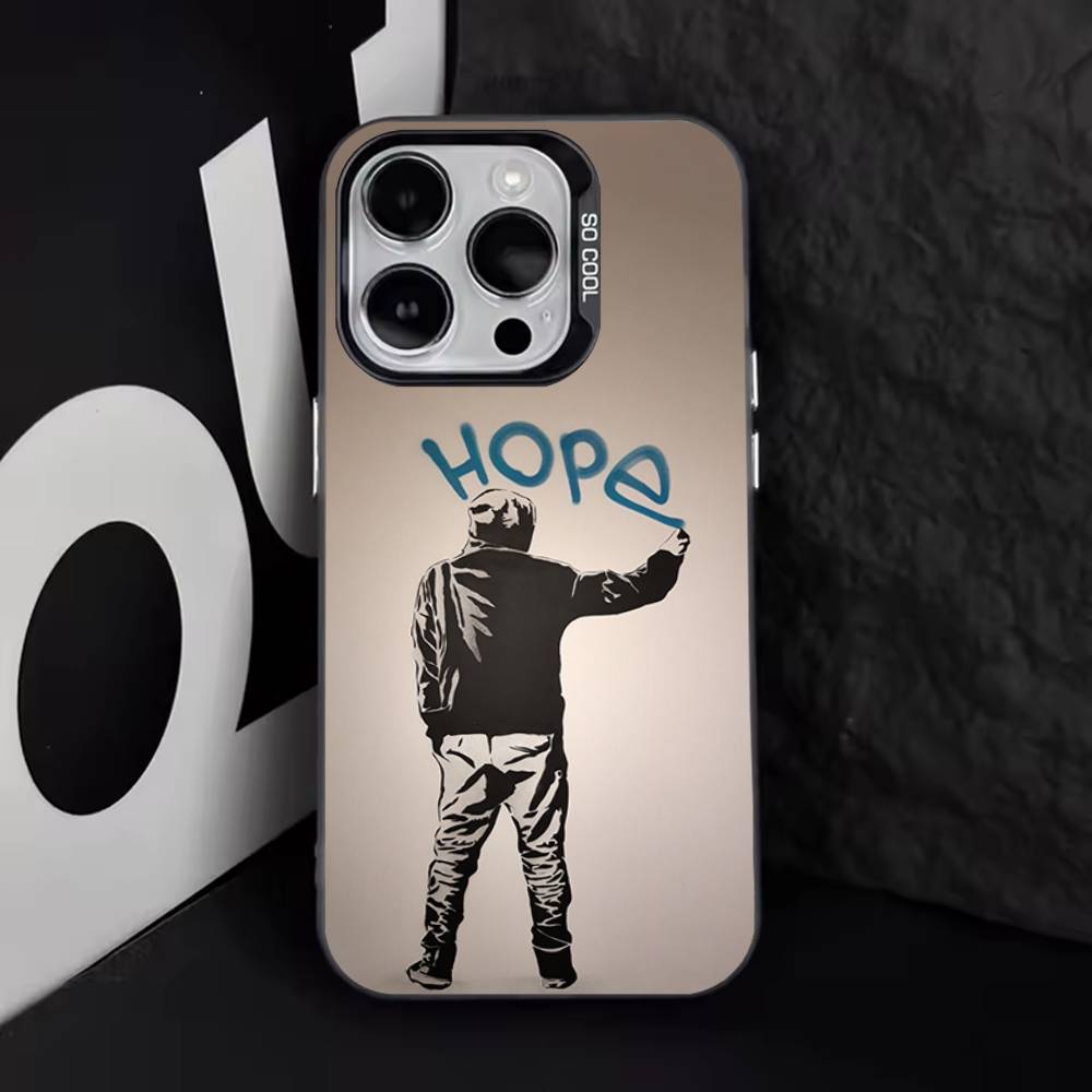 G-Graffiti Artist B-Banksy Phone Case For iPhone 16,15,14,13,12,11,8,7,Pro,Max,Plus,Mini,XS,SE Anti Fall Black Matte Hard