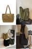 Simple Solid Color Large Capacity Women Corduroy Shoulder Tote Bag For Daily Use