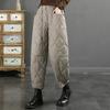 Vintage Pants Women Winter Warm Trouser Cotton-padded Pants Casual Design Pockets Elastic Waist Korean Chic Black Pants