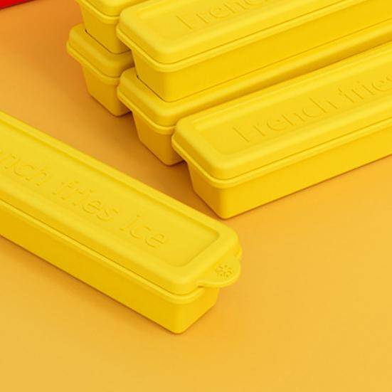 1 Set Silicone Ice Pop Mold with Suction Cup French Fries Shaped Ice Cube Tray for Freezer Easy-Release BPA-Free Fun Summer DIY for Homemade Popsicles
