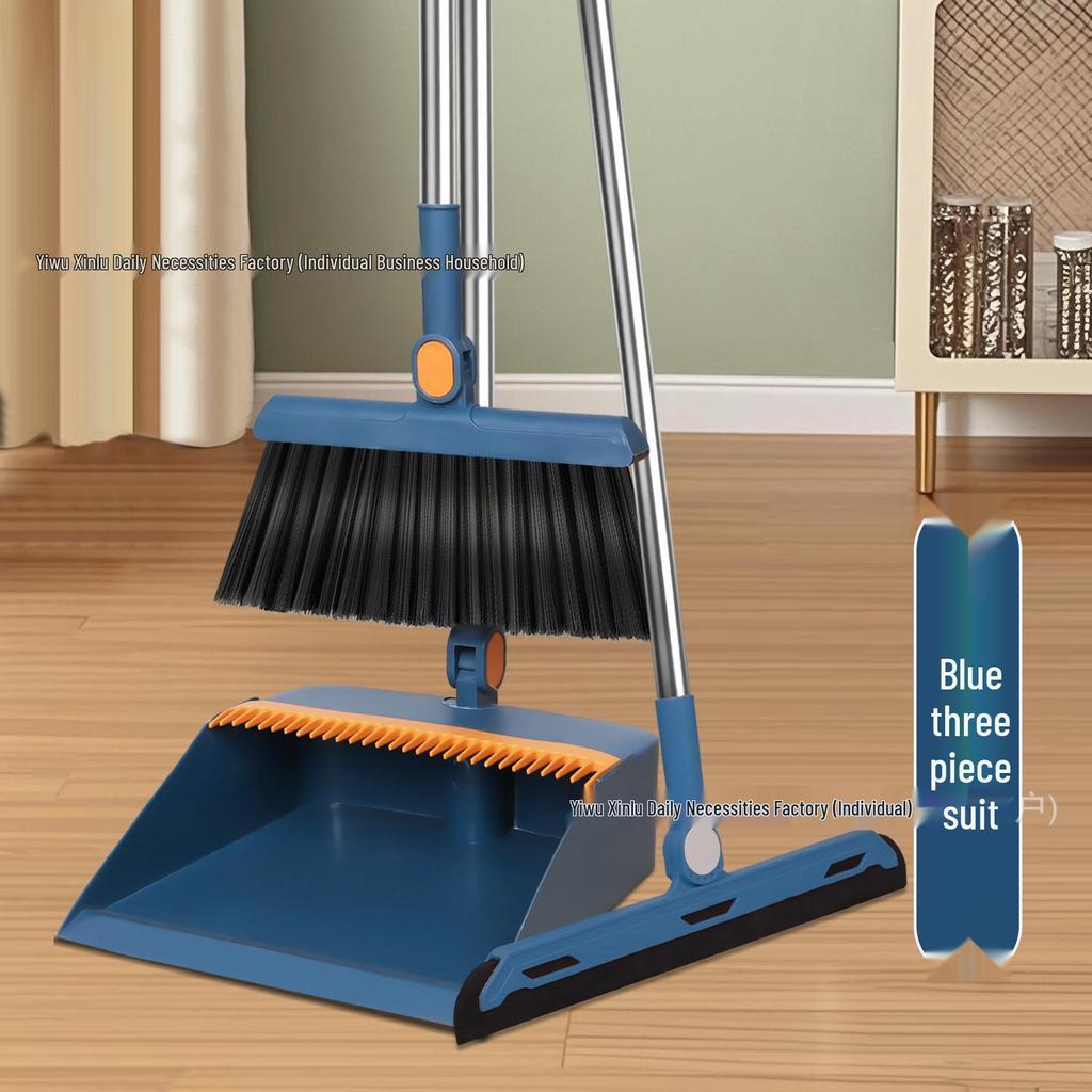 Folding Broom & Dustpan Set: Enhanced, Rotating, Non-Stick Design