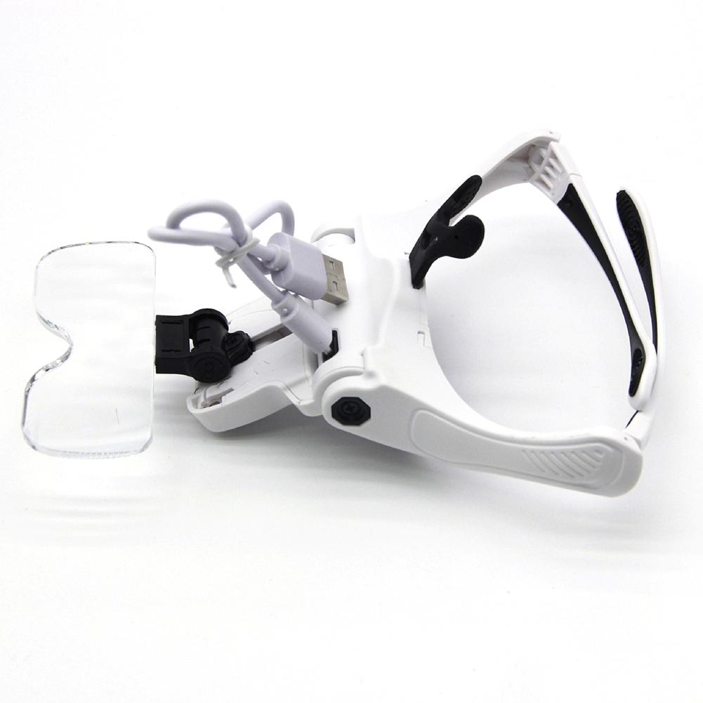 Kopfmontierte optische Lupe Brille Leistungsanzeige LED Uhrenreparatur Lupe Große Kapazität Batterie Wechselbare Linsen