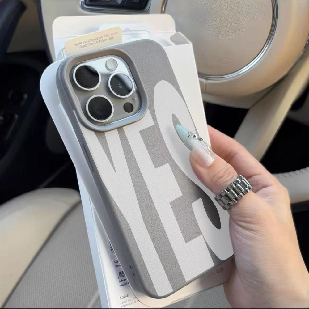 Yes & No Couple Design Case For iPhone 17 Air 16 15 14 13 12 11 Pro Max Plus X Litchi Texture Soft Shockproof Protective Cover