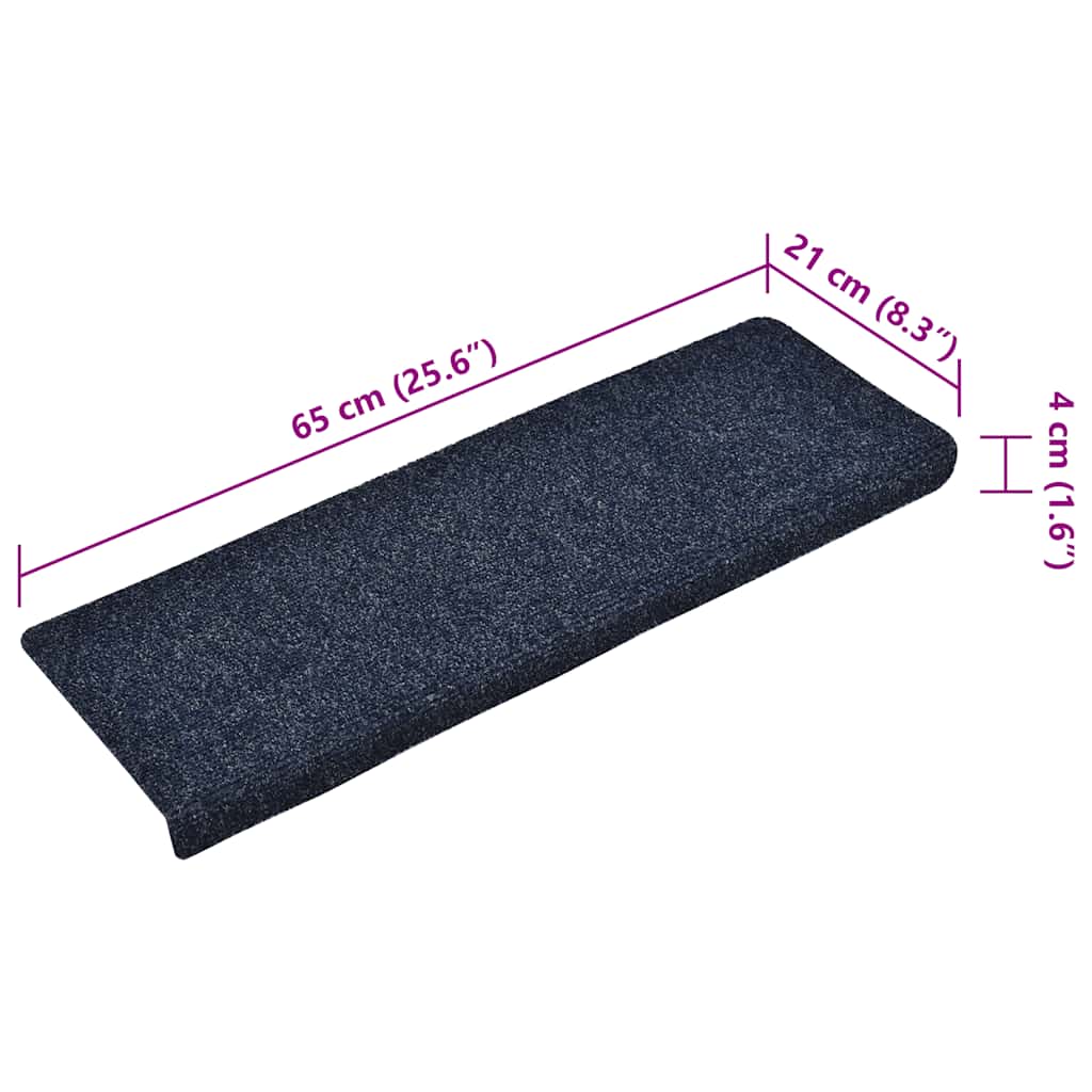 Vidaxl Maty Na Schody Samoprzylepne 15 Szt. 65X21X4 Cm Niebieskie Prostokątne Krawędzie