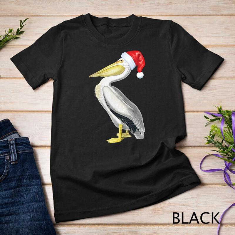 Santa Pelican Shirt Christmas Bird Gift White Pelican Unisex T Shirt
