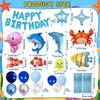 Shark Ocean Theme Foil Balloon Set Kids Birthday Party Decor Kit