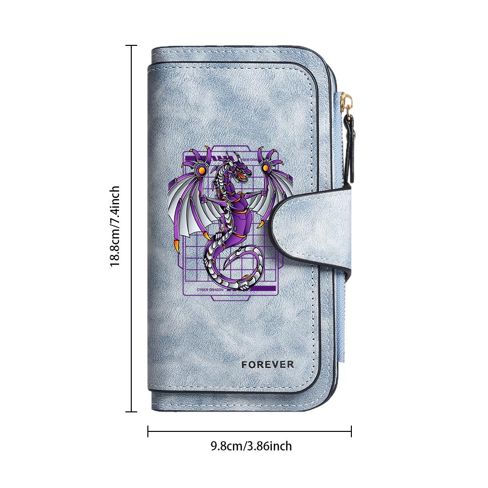 Purple Mechanical Dragon Pattern Long Wallet Fashionable Portable Multi Card Slot Casual Purse