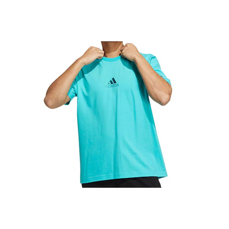 Adidas T Shirts Men's Light Blue Crew Neck Moderate Straight Fit HM2981