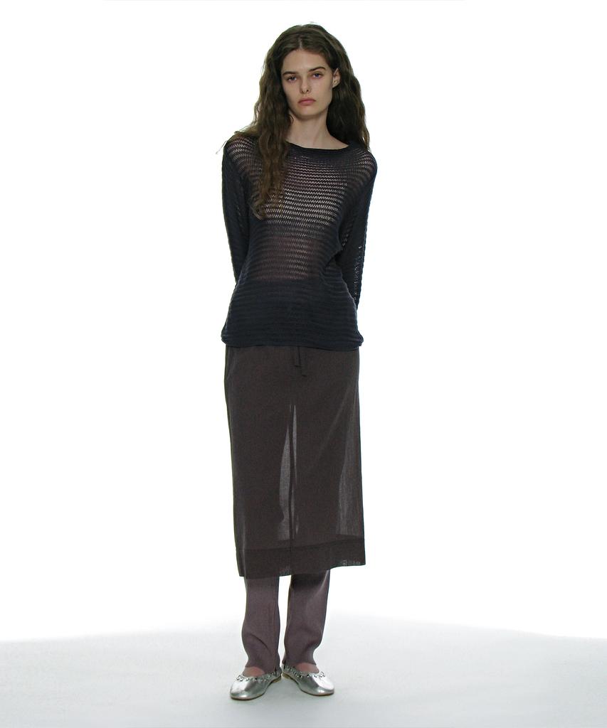 Partimento Woman Sheer Midi Skirt_Charcoal