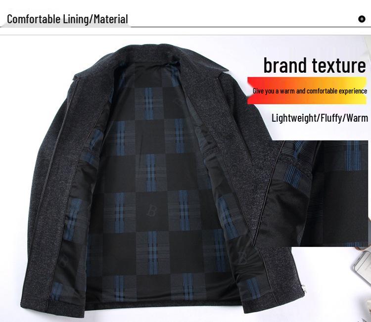 Men's Middle-Aged Autumn/Winter Thick Wool Business Casual Jacket - Plus Size Dad's Outerwear