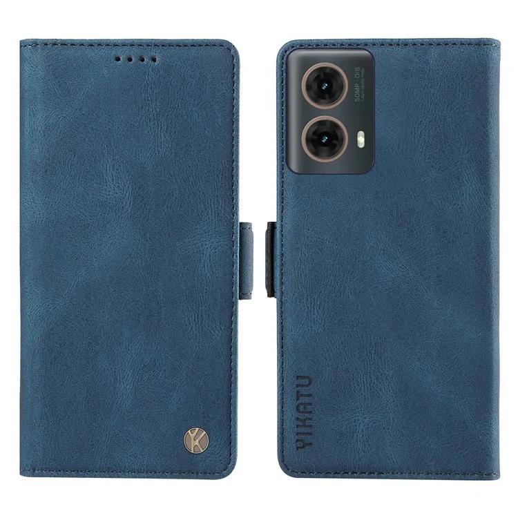 

YK-005 For Motorola Moto G85 5G Case Skin-Touch Leather Phone Cover - Blue