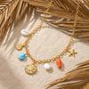 Bohemian Imitation Pearl Beaded Chain Necklace for Women Ocean Series Starfish Shell Conch Pendant Choker Beach Party Jewelry