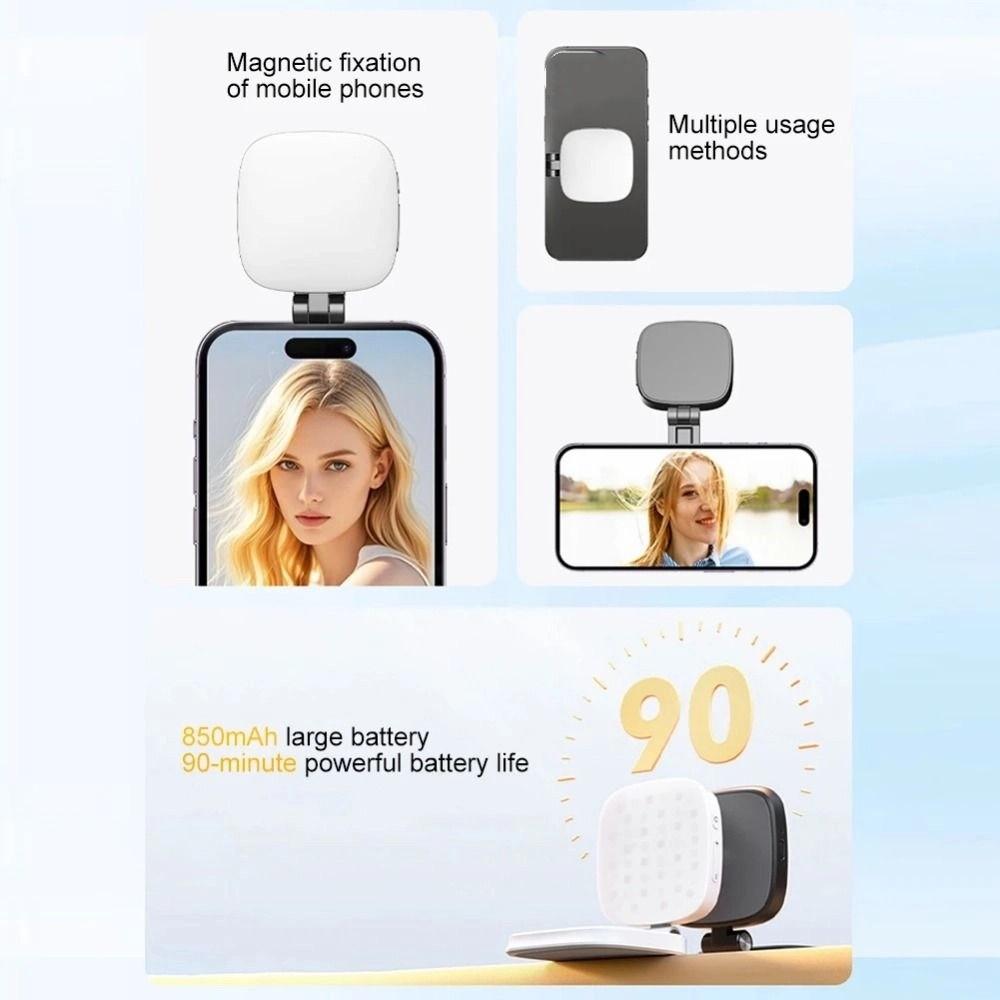 With Makeup Mirror Magnetic Phone Selfie Light Folding LED Phone Fill Light  Video Recording