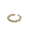 Korean Style Adjustable Gold-Plated Diamond Ring - "Seven Grains of Rice" Wealth-Attracting Accessory