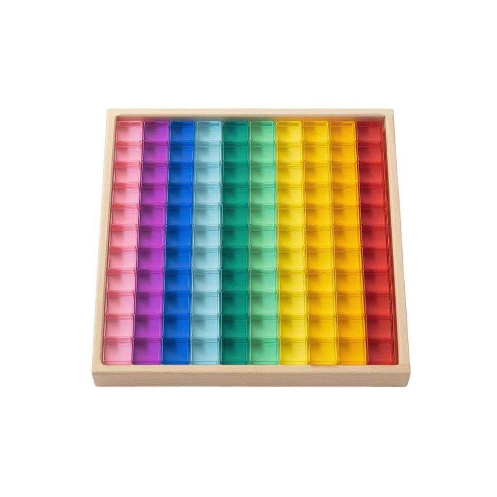 Acrylic Block Play Board Translucent Wooden with Blocks