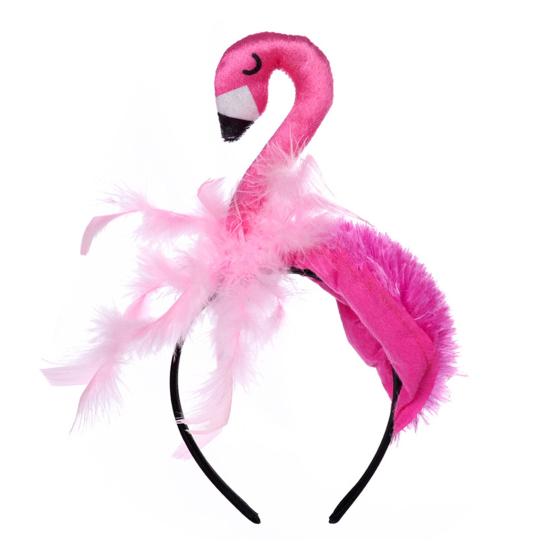

Women Headband 3D Flamingo Design Pink Feather Soft Velvet Fabric Hair Hoop Summer Beach Festival Party Hair Accessory One Size Flamingo