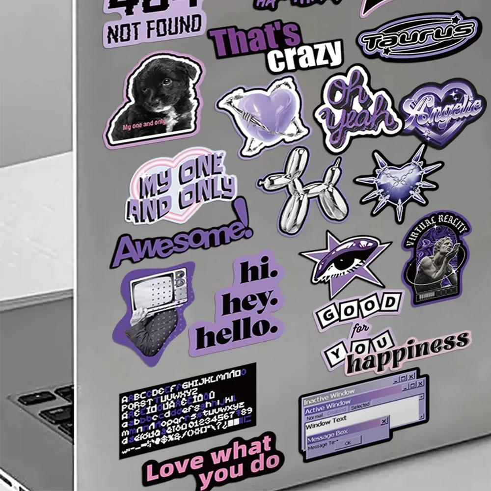10/30/60pcs Sweet Cool Cartoon Graffiti Stickers Black Purple Art Decals DIY Guitar Laptop Notebook INS Style Sticker