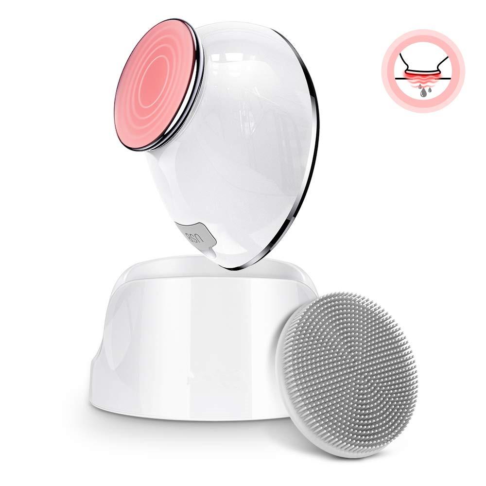 Facial Cleansing Brush 2 in 1 Sonic Silicon Facial Cleansing Brush Heated Massager Usb Recharge белый
