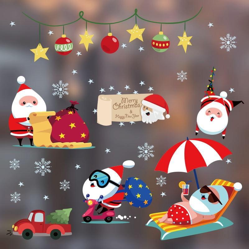 New Pvc Christmas Static Cling Window Decor Featuring Festive Santa Claus Design