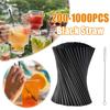 Black Drinking Straws Beverage Drink Tube with Straw Brush Flexible Plastic Straw Milkshake Straws Wedding Party Supplies