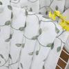 Tollpiz Leaves Short Sheer Curtain Sage Green Leaf Embroidery Living Room Curta Rod Pocket Voile Faux Linen Embroidered Leaves Curtain for Bedroom,