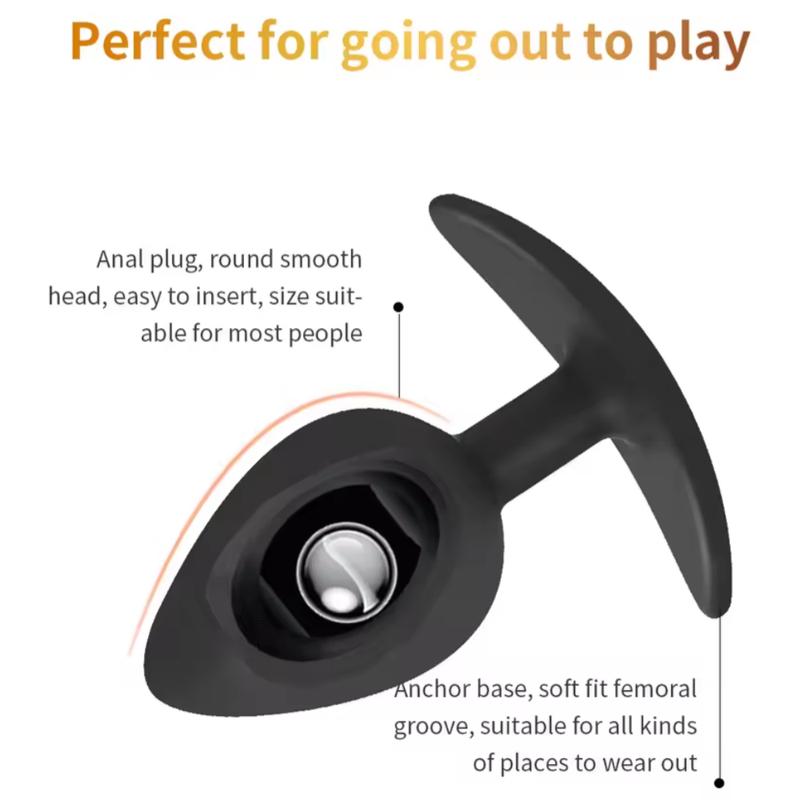 Butt Plug with Metal Ball Rolling Massage Silicone Vagina Anus Dilator Anal Bead Adult Product Sex Toys for Men Women Anal Plug