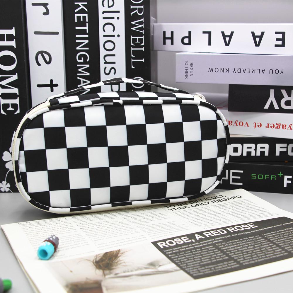 Black & White Plaid Large Capacity Student Pencil Case