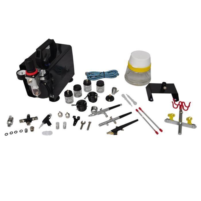 VidaXL Kit de compresseur d'aérographe avec 3 pistolets