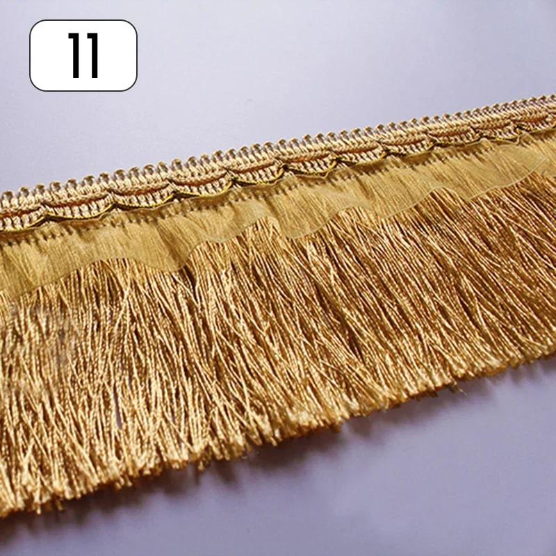 Wholesale 12M Long Fringe Polyester Yarn Gold Thread Tassel Lace Trim Ribbon Sew Latin Dress Garment Curtain DIY Accessories