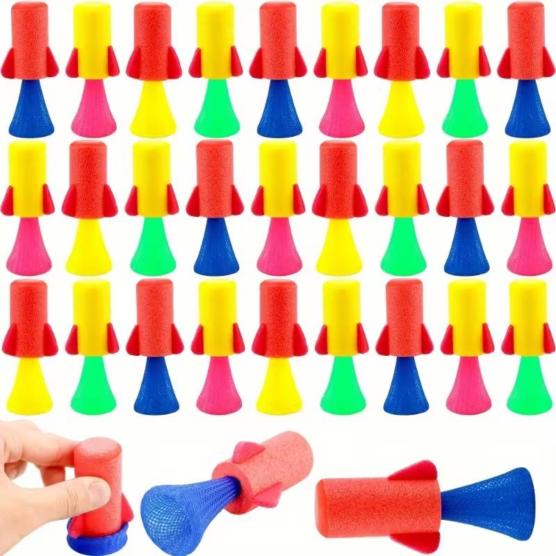 

5-30pcs Colorful Jump Rocket Launcher Toys with Soft Sponge for Kids Birthday Party Favors Goodie Pinata Fillers School Prizes 5Pcs