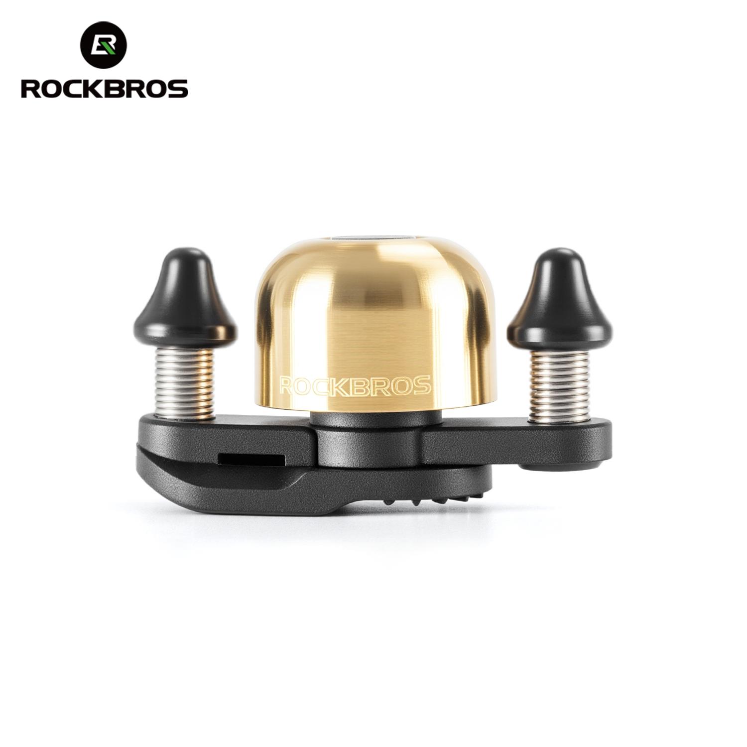 ROCKBROS Bicycle Bell Road MTB Bike Double Bell Anti-Theft Waterproof Adjustable Upgrade Copper Bell Copper Warning Clamp