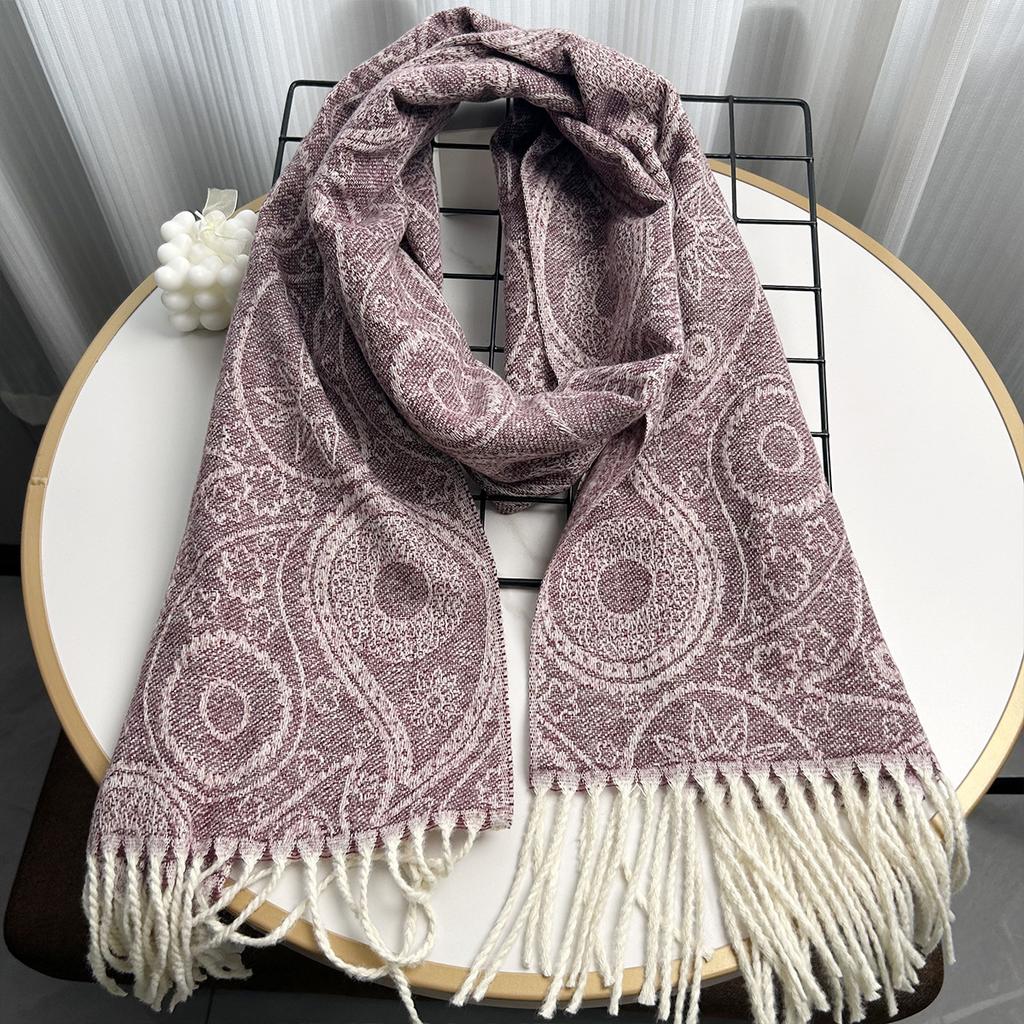 New Autumn and Winter Scarf with Cashew Flower Warm Large Shawl Imitation Cashmere Long Tassel Scarf