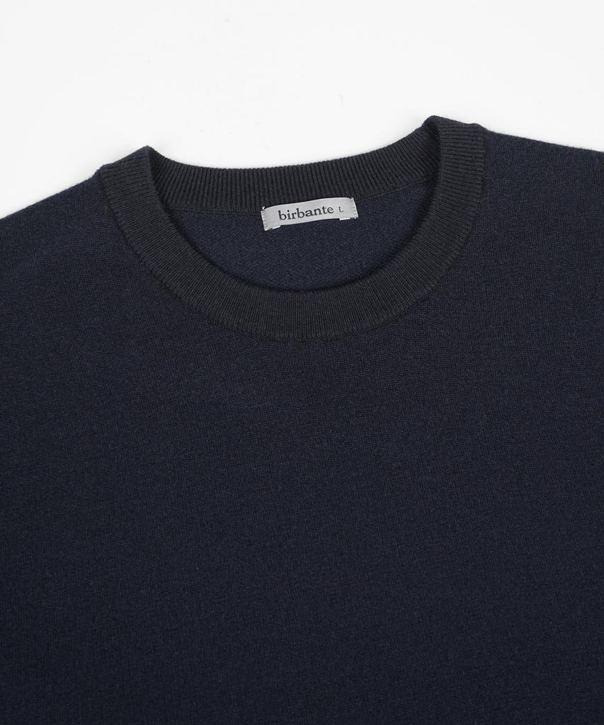 BIRBANTE Soft Washable Two-Tone Round Knit - Dark Navy