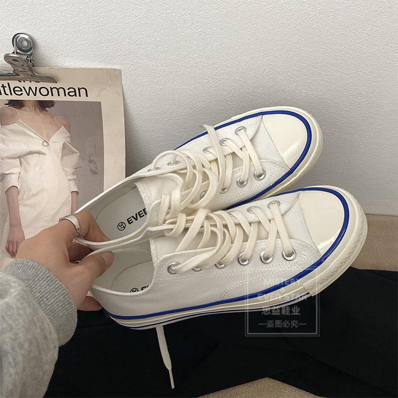 

Бело-синие парусиновые туфли студенческие мужские и женские парные туфли повседневная обувь 18 44