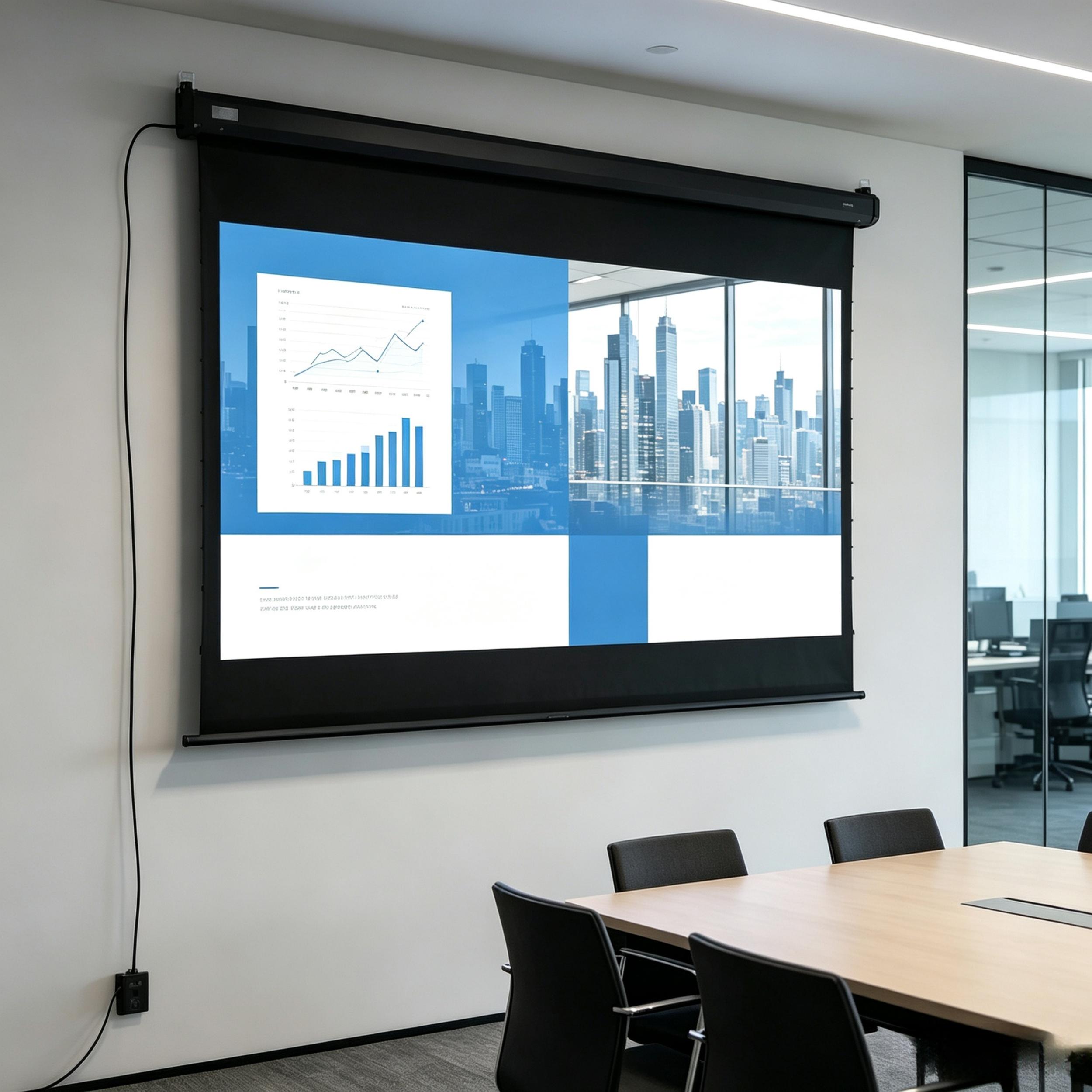 LightingSale Gemotoriseerd elektrisch projectiescherm 84 inch, 4:3 4K HD, met bedieningspaneel en afstandsbediening 191 x 8 x 130 cm zwart