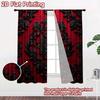 2D Flat Printing 2pcs Curtain Drapes Gothic Red Floral Design Digital Printed Polyester Drapes All Season Party & Holiday Decor