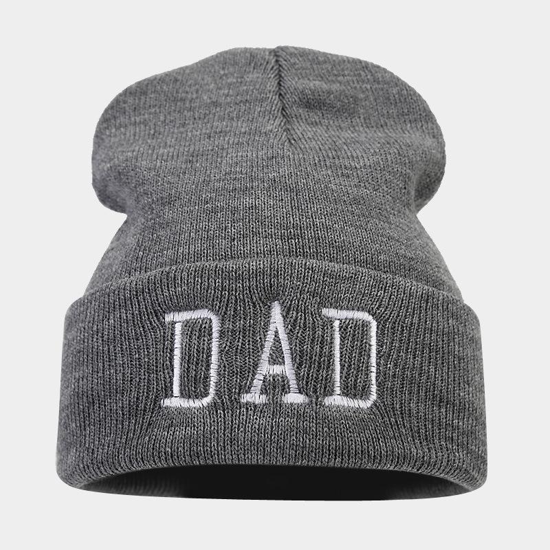 Autumn Winter DAD MOM Embroidery Round Machine Knitted Hat Mom Dad Knitted Hat Cold Hat