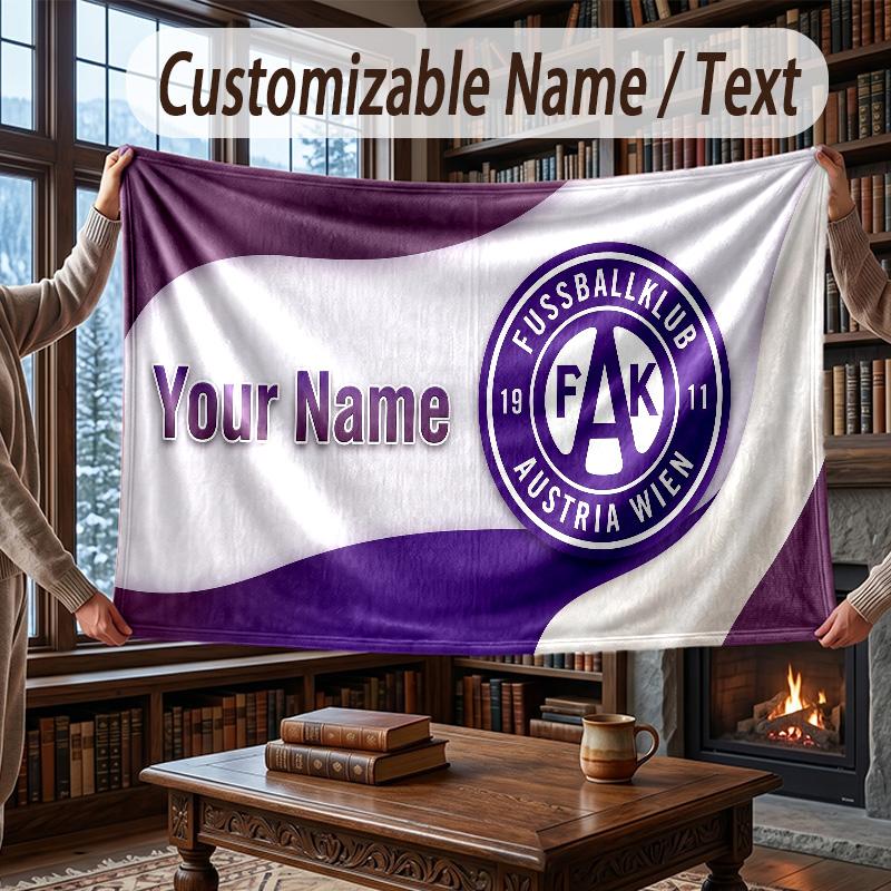Custom Name Flannel Throw Blanket Austria Wien FC Pattern Warm Home Decoration