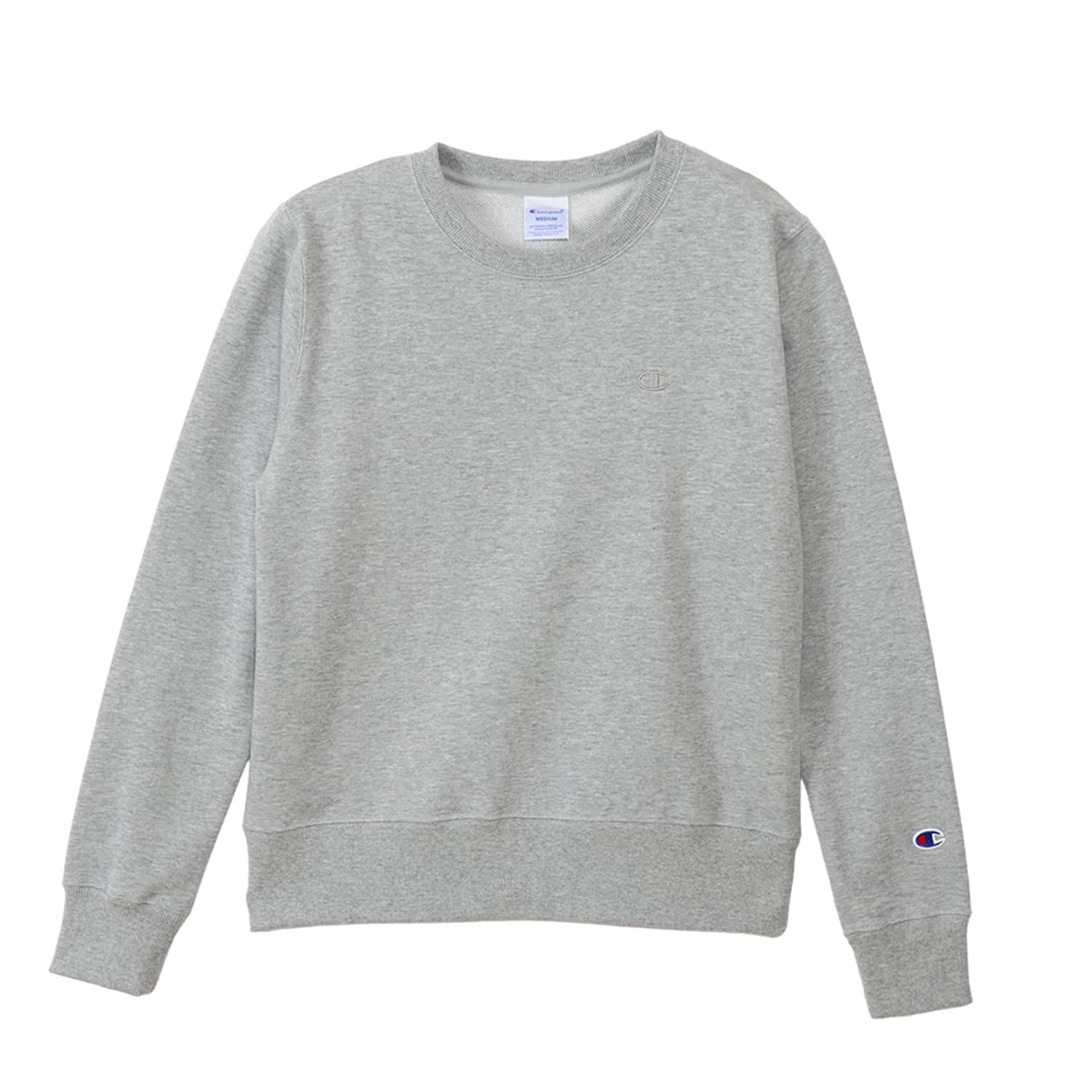 

Champion Basic Long Sleeve Fleece Crew Neck Sweatshirt with Embroidered Oxford Size XL Women s Logo, Gray, (CW-Y018)