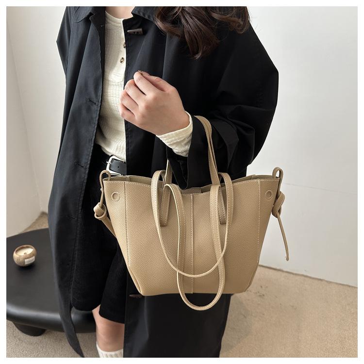 Chic Korean Style Faux Leather Tote Bag for Women, Spacious Structured Shoulder Handbag, Casual Commute Work Bag KTB