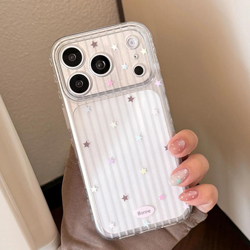 ins striped colored stars for Apple 17Pro mobile phone case iPhone16/15/14 side love 13 soft