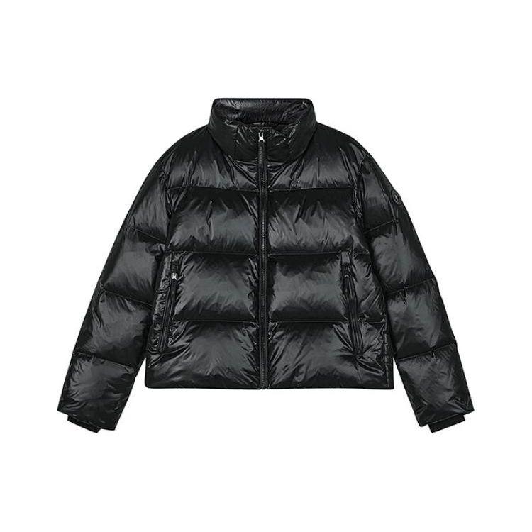 Skechers Solid Color Stand Collar Woven Short Windproof Warm Puffer Jacket Women jackets Deep-Night-Black L423W137-03B6 XL