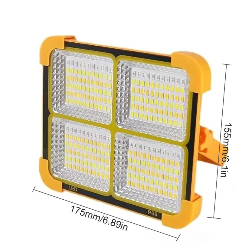 Super Bright Solar Work Light LED Portable Flood Lights with Stand 4Modes Waterproof Rechargeable Outdoor Lamp for Job Site Camping