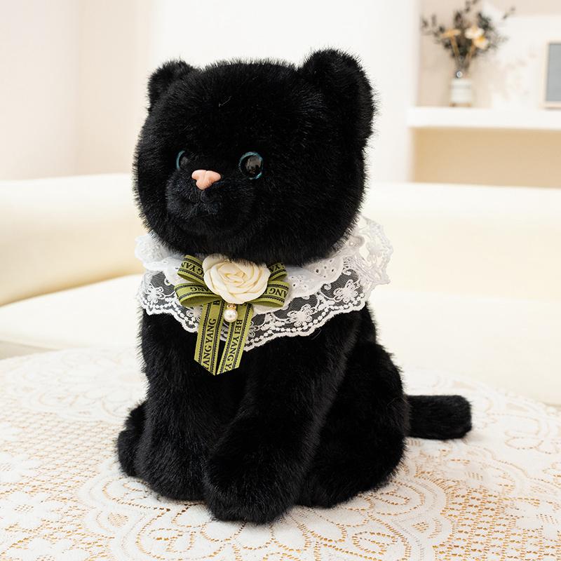33cm/45cm Cute Lifelike Cat Plush Toy Simulation Soft And Comfortable Black Cat Kitten Stuffed Toy Birthday Gift