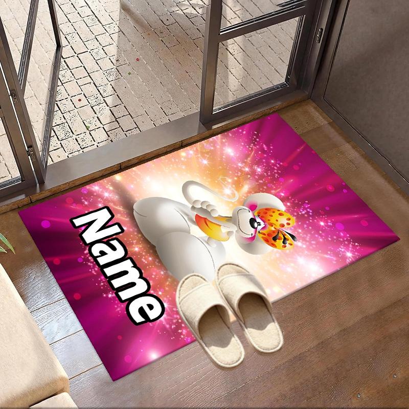 Custom Name Personalized Diddl Print Carpet, Versatile Home Decor Rug, for Playroom, Apartment, Balcony, Entryway, Hallway Gift
