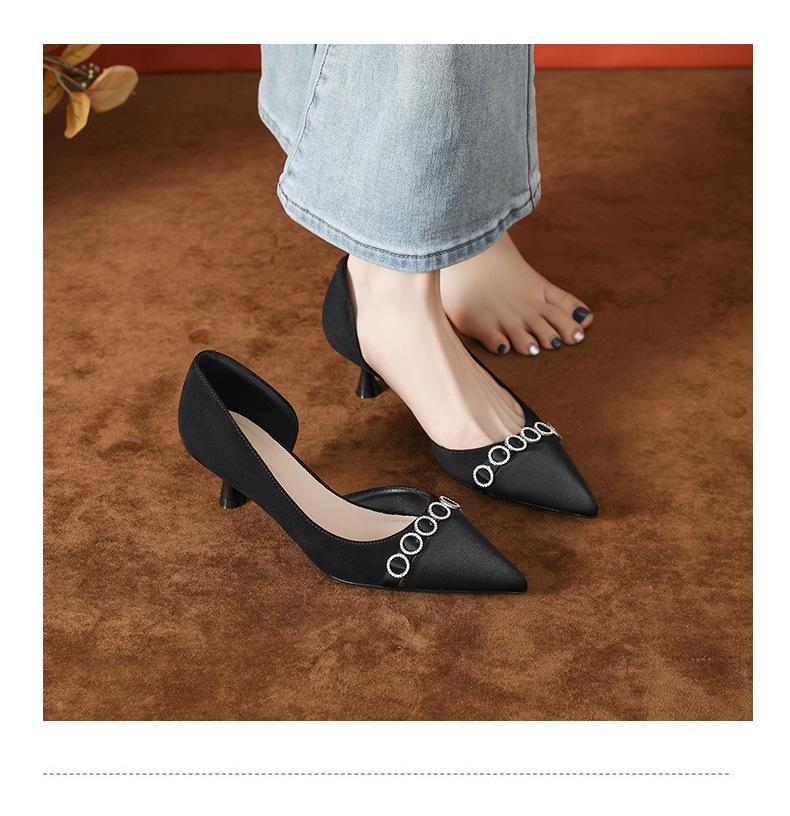 Exquisite Satin Stiletto Mules: Women's Pointed Toe, Side Cutout, Spring-Summer 2025 Collection