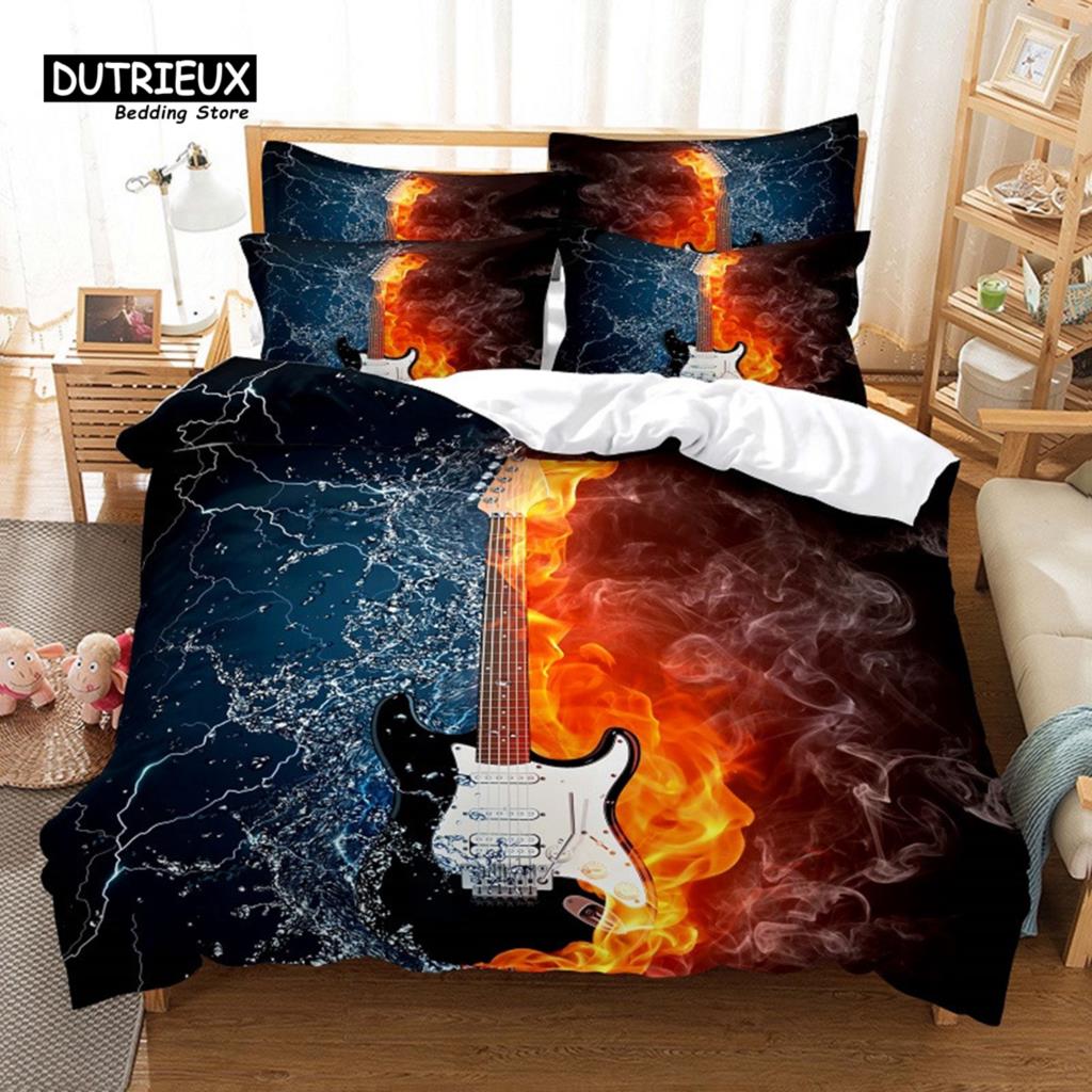 Music Duvet Cover Set, Fashion Bedding Set, Soft Comfortable Breathable Duvet Cover, For Bedroom Guest Room Decor