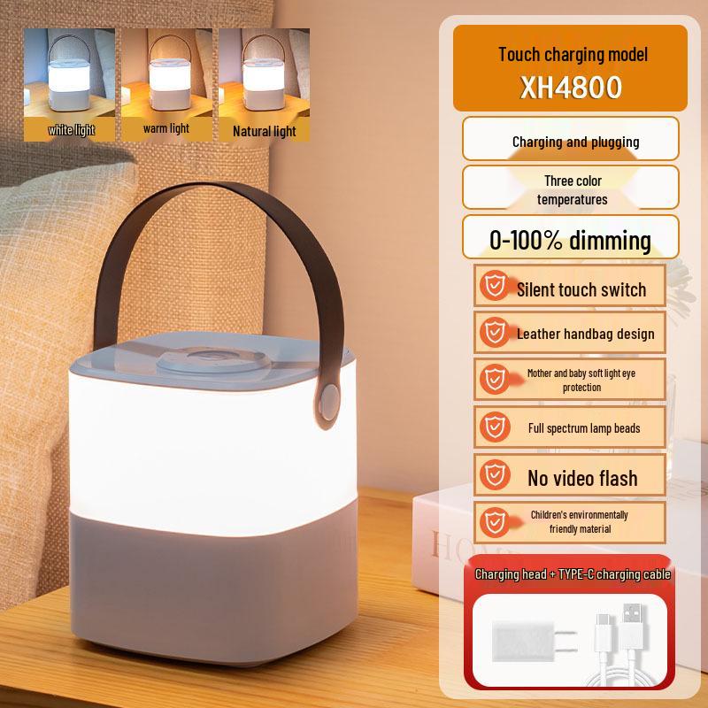Rechargeable LED Touch Night Light: Warm, Soft Eye-Friendly Bedside Lamp for Nighttime Comfort